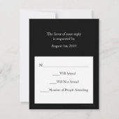 黒にピンクのパッション ウェディングに合わせた RSVP (裏面)