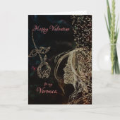 黒にピンクの文字のバレンタインデーカード シーズンカード (正面)