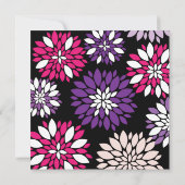 黒にピンクの紫の白い花の絵 招待状 (裏面)