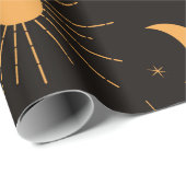 黒にボホオレンジの太陽と月 ラッピングペーパー (ロールコーナー)