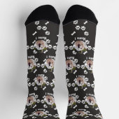 黒にボーンズ&ポープリント付き犬の写真と名前 ソックス (上部)