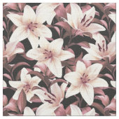 黒にユリ ファブリック (クローズアップ)