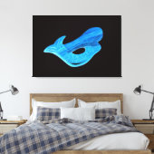 黒に包まれたキャンバスに青い人魚 キャンバスプリント (インサイチュ (寝室))
