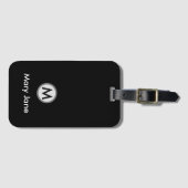 黒に名前を付けたゴルフモノグラム ラゲッジタグ (正面横)