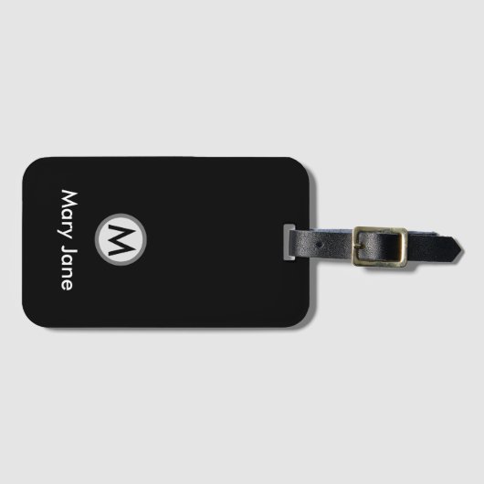 黒に名前を付けたゴルフモノグラム ラゲッジタグ (正面横)