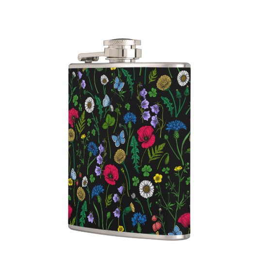 黒に咲く野花 フラスク (左)