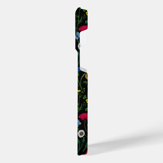 黒に咲く野花 iPhoneケース (左側面)