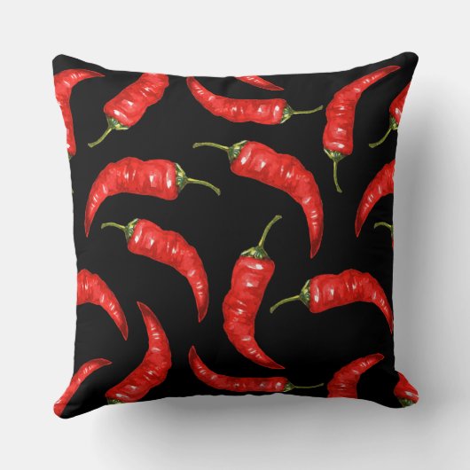 黒に唐辛子 クッション (裏面)
