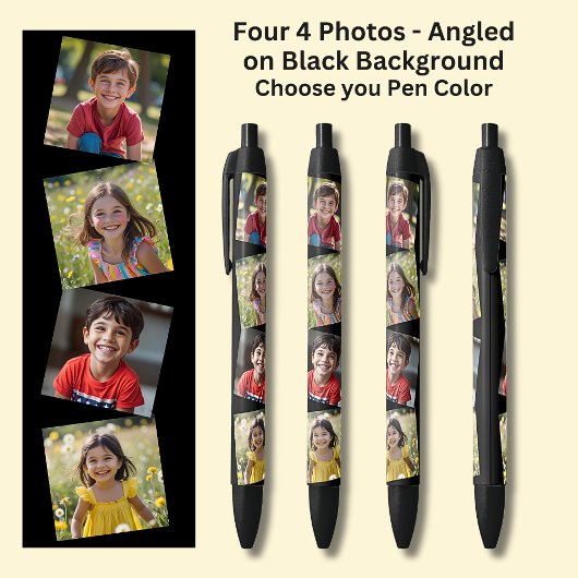 黒に対して斜めに配置された4つの正方形の写真 黒ボールペン