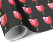 黒に対するばら色のチューリップの開花 ラッピングペーパー (ロールコーナー)