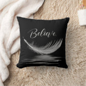 黒に対する白い羽根反射 クッション (ブランケット)