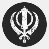 黒に引っ掻かれた白いシーク教徒の半田記号 ラウンドシール (正面)