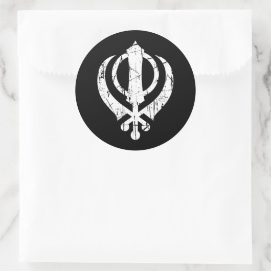 黒に引っ掻かれた白いシーク教徒の半田記号 ラウンドシール (バッグ)