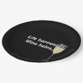 黒に引用文の白ワイン ペーパープレート (アングル)