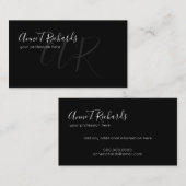 黒に手書きのモノグラム 名刺 (正面/裏面)