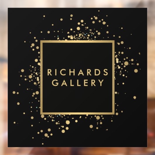 黒に散らばる偽の金色の紙吹雪 ウィンドウサイン (シート2)