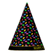 黒に数々の染めた新年色の熊 パーティーハット (左)