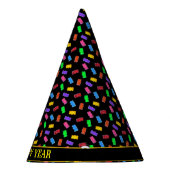 黒に数々の染めた新年色の熊 パーティーハット (右)