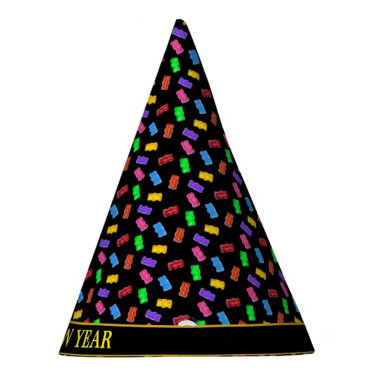 黒に数々の染めた新年色の熊 パーティーハット (右)