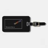 黒に整列した控えめな色のモダン飛行機 ラゲッジタグ (正面横)