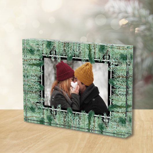 黒に松の枝 フォトブロック