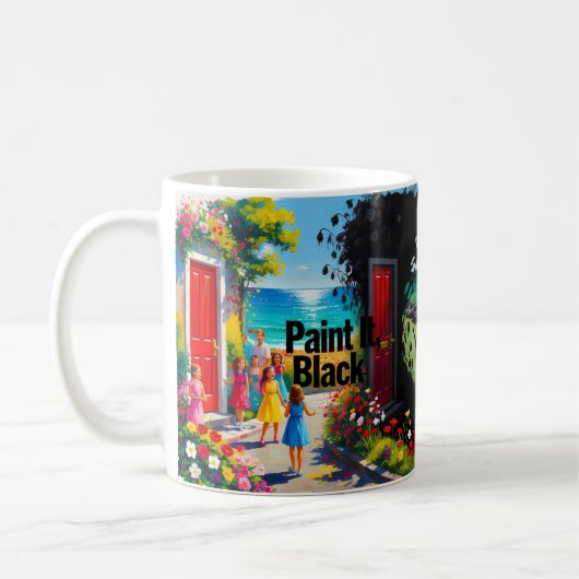 黒に染めろ — 色が闇と出会うマグカップ コーヒーマグカップ (左)