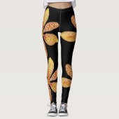 黒に淡橙色の斑点ブラックベリーリリー レギンス (正面)