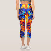 黒に渦巻くネオ絵を描ンのカラフル混合 カプリレギンス (裏面)