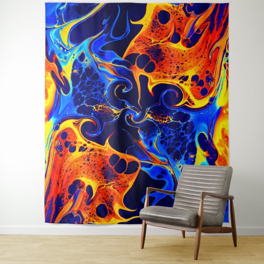 黒に渦巻くネオ絵を描ンのカラフル混合 タペストリー (インサイチュ)