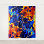 黒に渦巻くネオ絵を描ンのカラフル混合 タペストリー (正面)