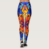 黒に渦巻くネオ絵を描ンのカラフル混合 レギンス (裏面)