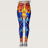 黒に渦巻くネオ絵を描ンのカラフル混合 レギンス (正面)