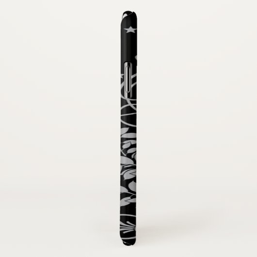 黒に渦巻く灰色のダマスクパターン Case-Mate iPhoneケース (裏面/右)