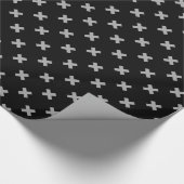 黒に灰色の十字縫い ラッピングペーパー (角)