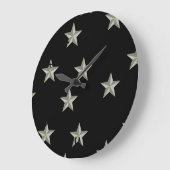 黒に灰色の星模様 ラージ壁時計 (傾斜)