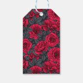 黒に灰色の葉バラの赤 ギフトタグ (裏面)