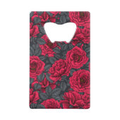 黒に灰色の葉バラの赤 クレジットカード栓抜き (裏面)