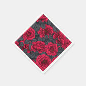 黒に灰色の葉バラの赤 スタンダードカクテルナプキン (角)