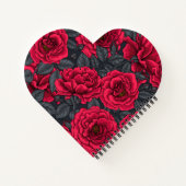 黒に灰色の葉バラの赤 ノートブック (裏面)