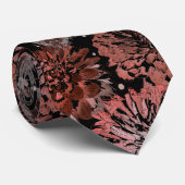 黒に灰色葉の花のテラコッタ ネクタイ (ロール)