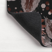 黒に灰色葉の花のテラコッタ マウスパッド (コーナー)