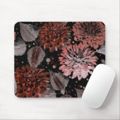 黒に灰色葉の花のテラコッタ マウスパッド (マウス)
