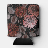 黒に灰色葉の花のテラコッタ 缶クーラー (裏面)