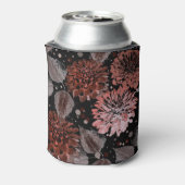 黒に灰色葉の花のテラコッタ 缶クーラー (缶裏面)