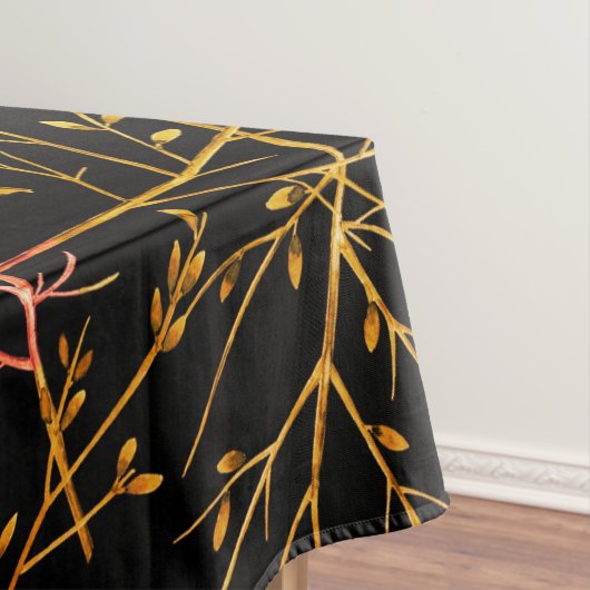 黒に燃えたオレンジ色の小枝 テーブルクロス (インサイチュ)