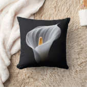 黒に白いカラユリ クッション (ブランケット)