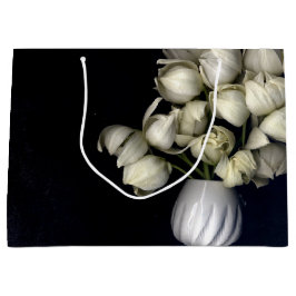 黒に白いハート ラージペーパーバッグ