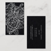 黒に白いポピーを線形にする 名刺 (正面/裏面)