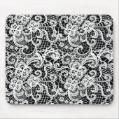 黒に白いレース マウスパッド (正面)