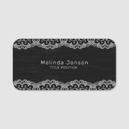 黒に白いレース 名札